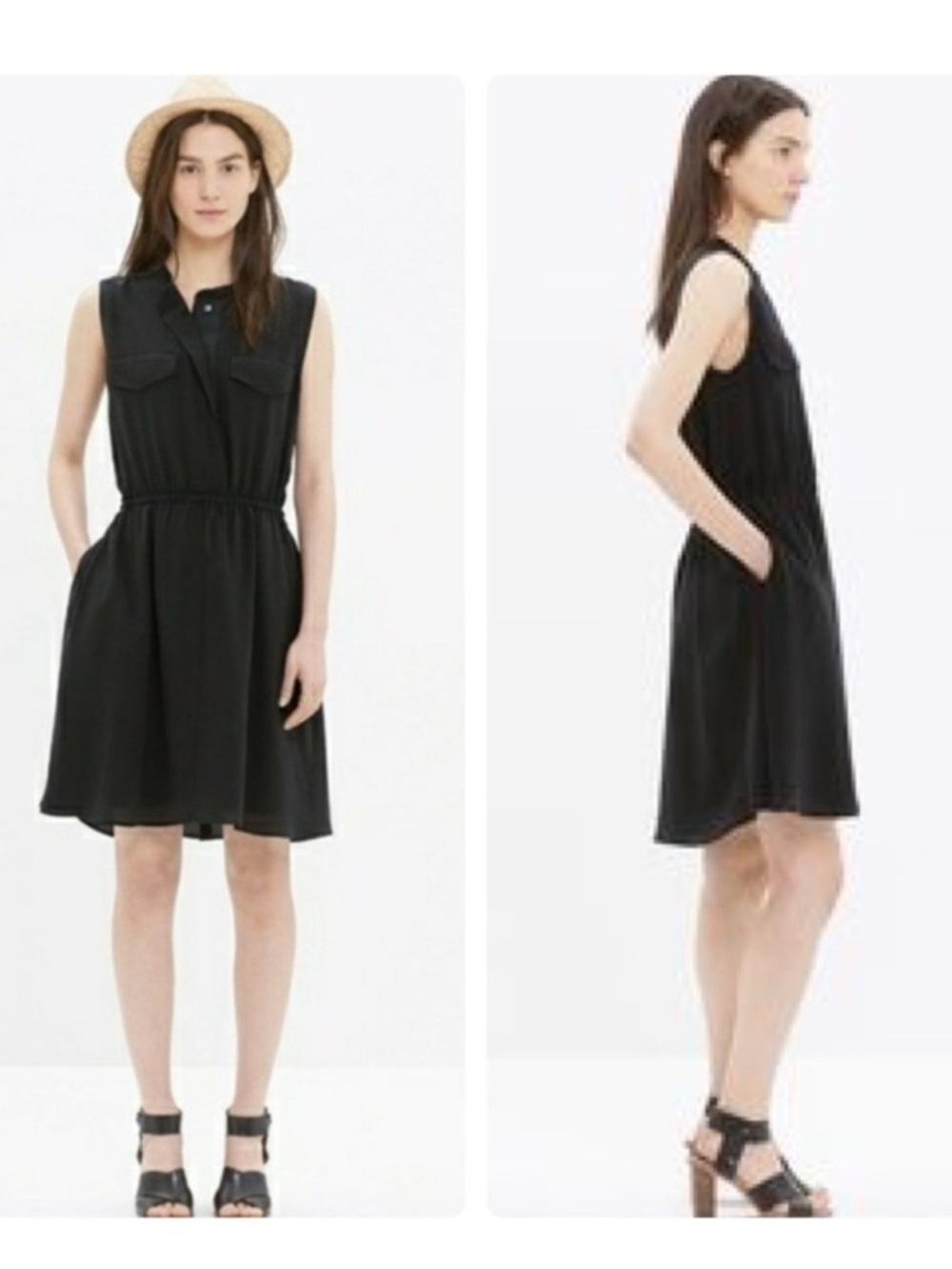Madewell black 100% silk sleeveless button-front dress - Picture 4 of 5